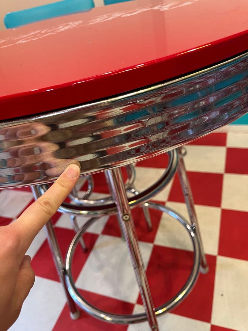 <NY> レトロ ダイナー風 赤いテーブル