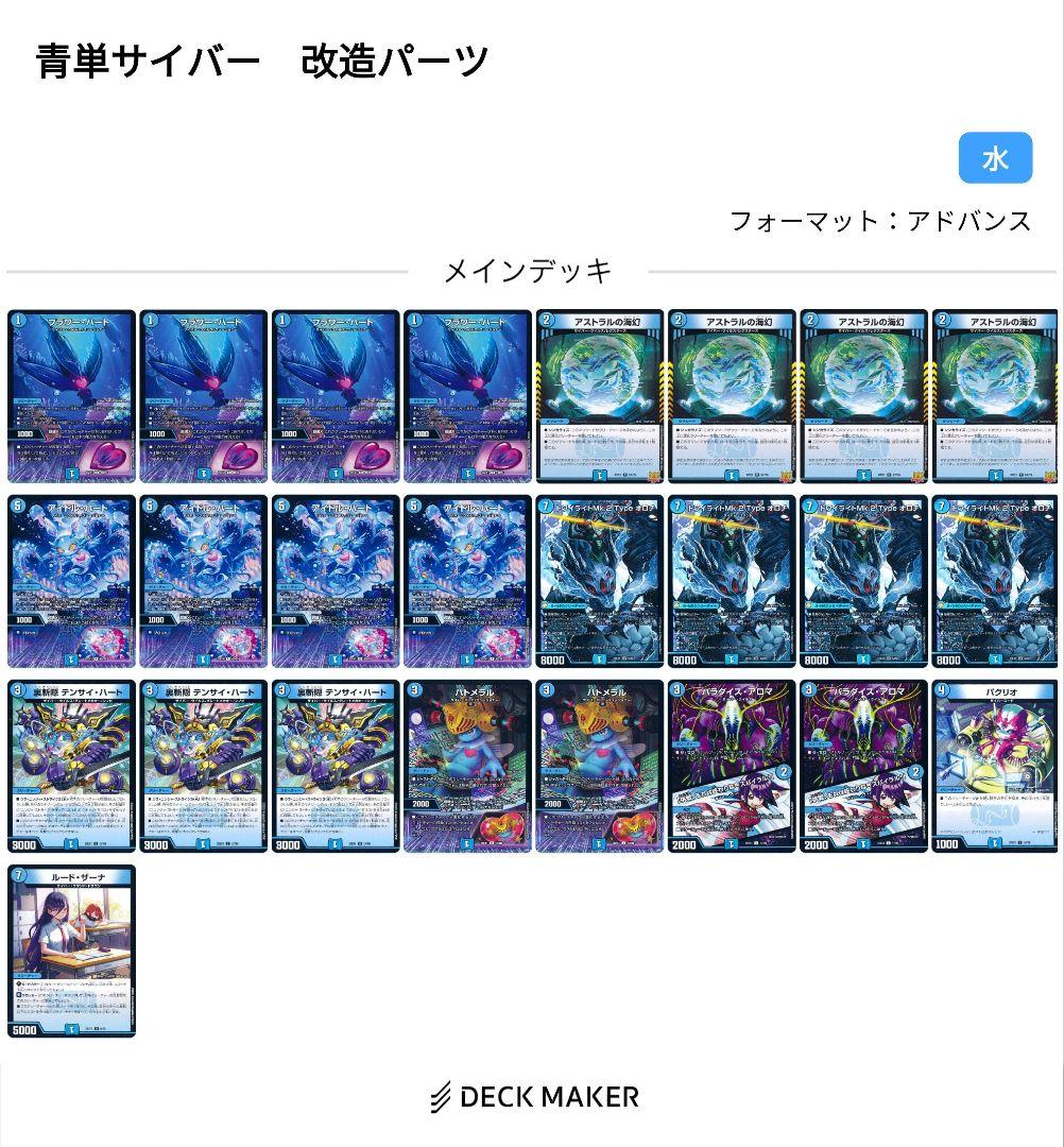 青単サイバー　デッキ　+改造パーツ　計65枚