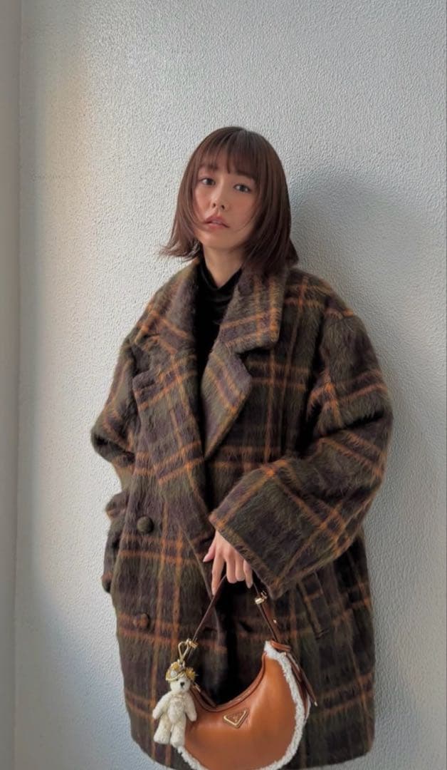 【AMERIVINTAGE】ADORABLE SHAGGY CHECK COAT