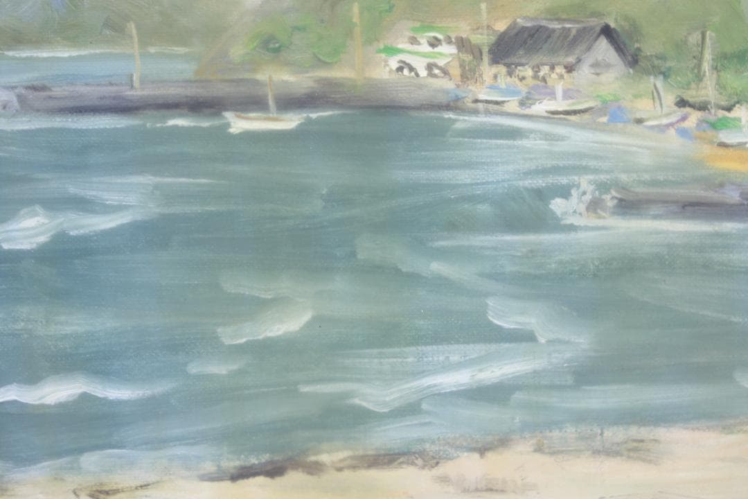 額縁付き日本田舎風景画   油絵