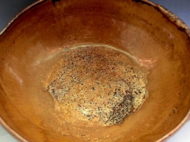 鉢■古曽部焼 桃の形 茶釉 大鉢 菓子器 菓子鉢 古美術 時代物 骨董品■