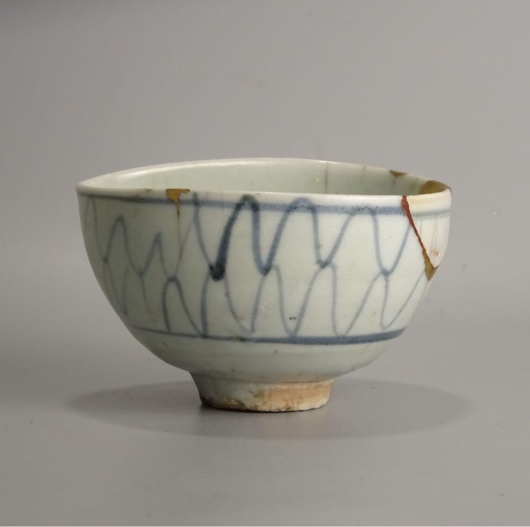 江戸時代　前期　初期伊万里　染付　網手　小碗　箱付　茶碗　酒器　片口としても