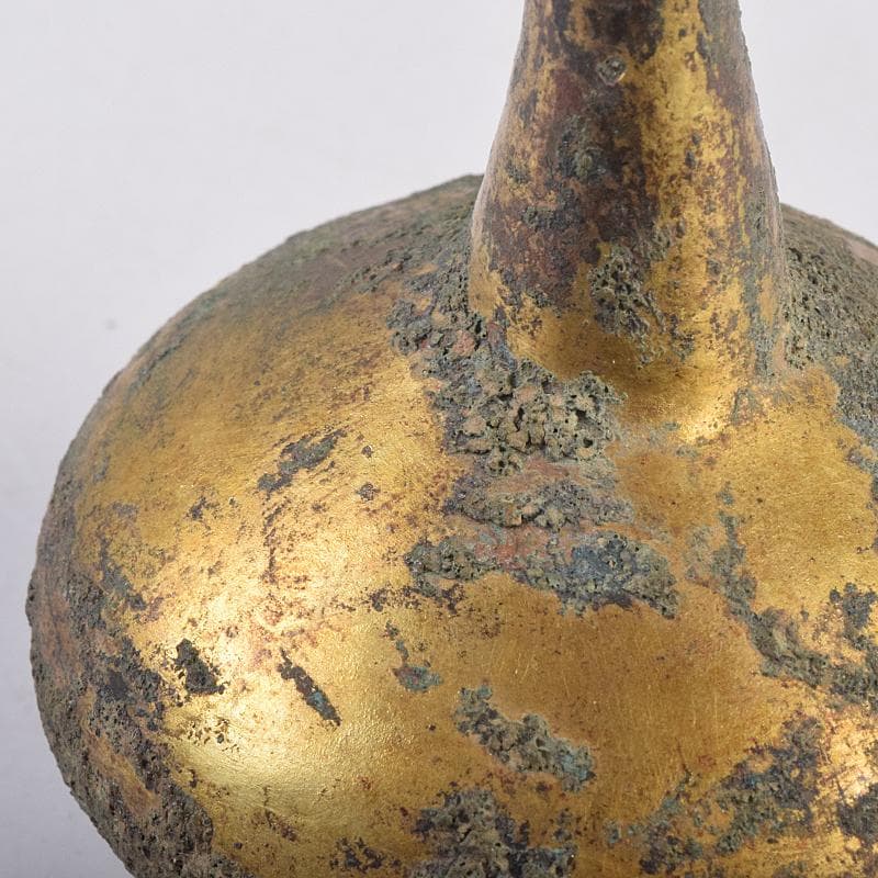 したん　中国　古銅鍍金　鶴形水滴　時代箱付　F　R8857