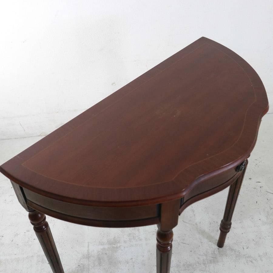 値下イタリア製クラシカル家具 象嵌 ハーフムーン コンソール サイドテーブル