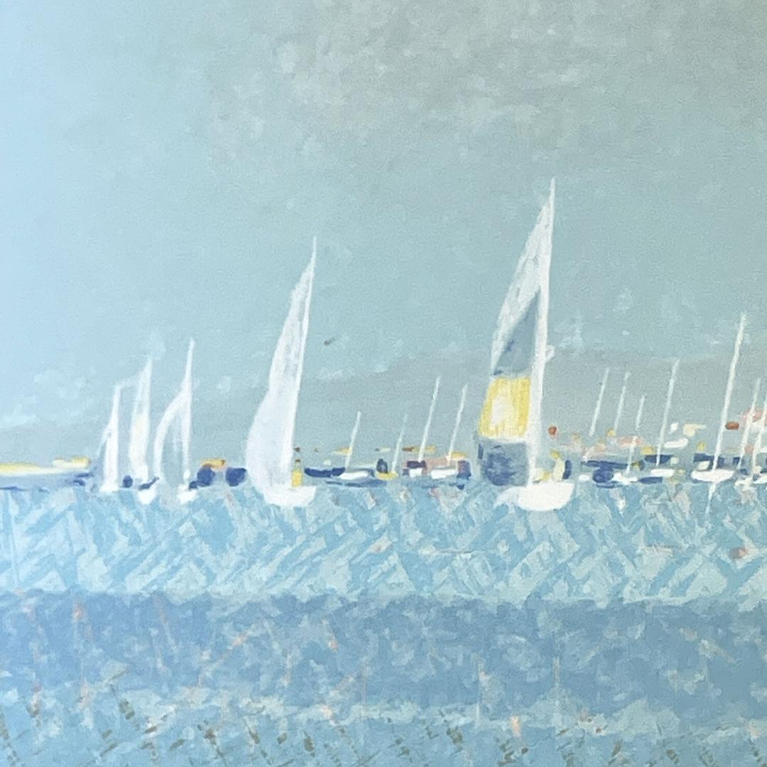 美品 真作保証 アンドレ・ブーリエ『ヨットハーバー』大判リトグラフ直筆サイン入り