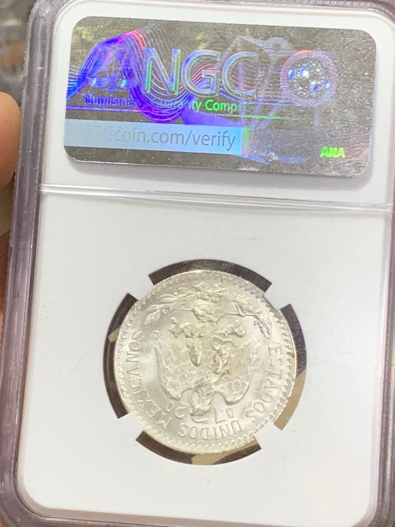 メキシコ1943年銀貨古銭、NGC/MS65 未使用　超美品非常に入手困難