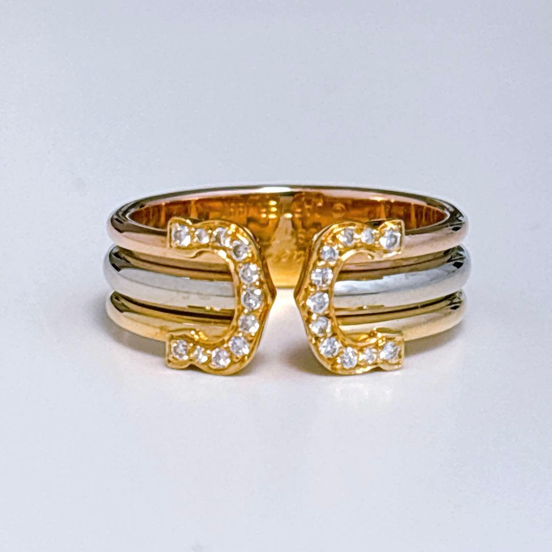 【新品仕上げ】カルティエ 2C　C2 スリーゴールド ダイヤ リング 10号