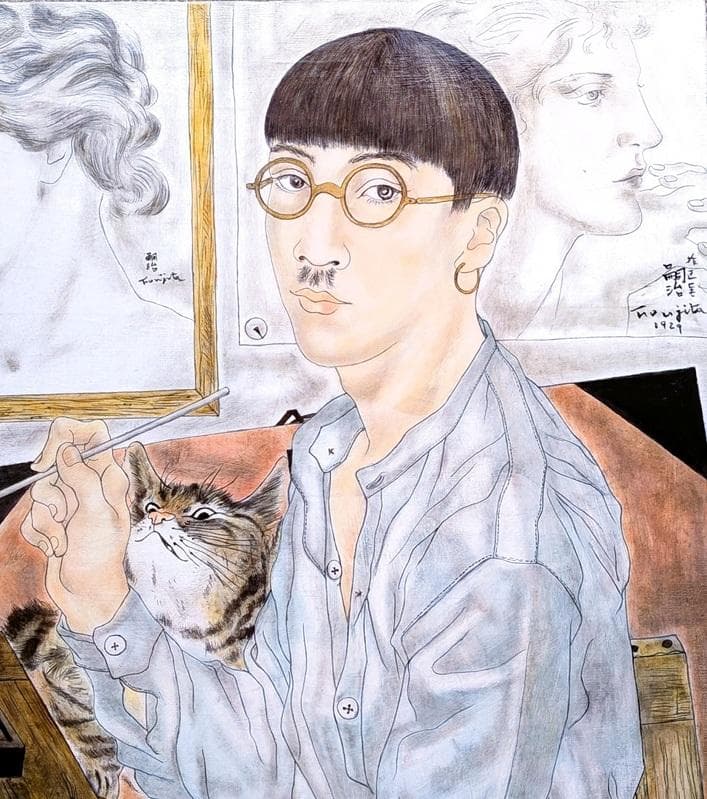 伊藤和生　藤田嗣治作「自画像」（東京近代美術館所蔵）油彩画にて模写Ｆ20号 額装