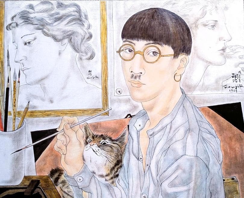 伊藤和生　藤田嗣治作「自画像」（東京近代美術館所蔵）油彩画にて模写Ｆ20号 額装