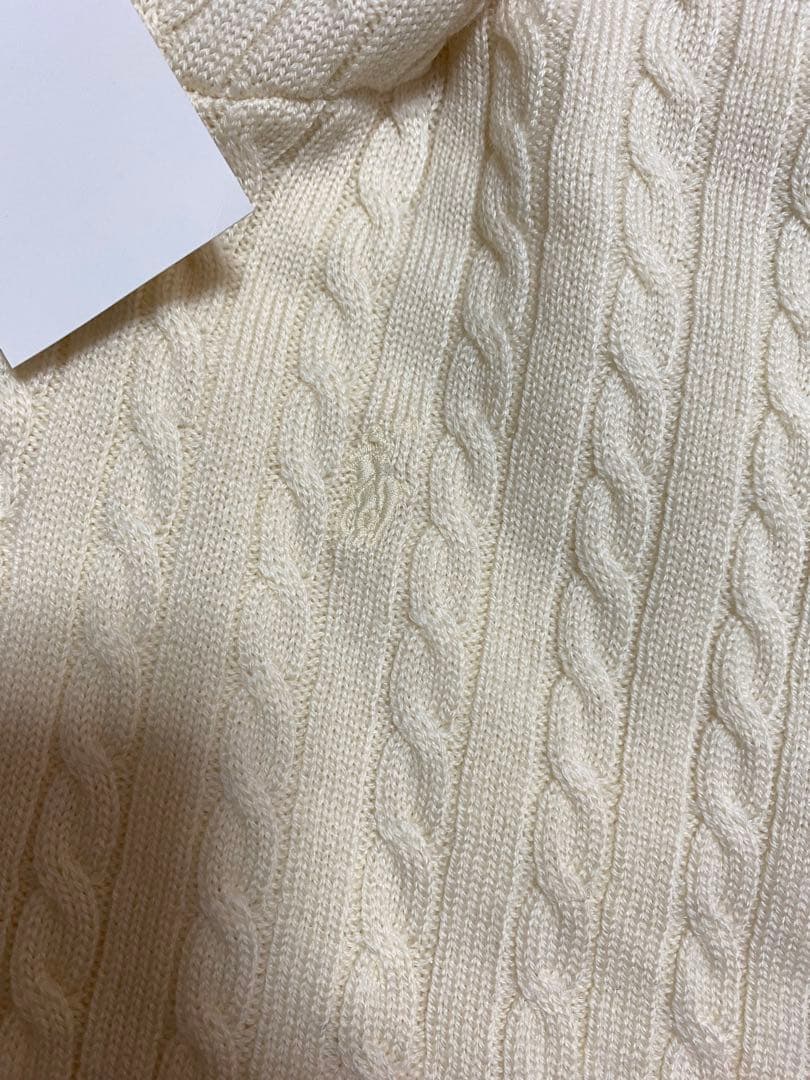 (ベビー)ケーブルニット ウール フーデッド ポンチョ