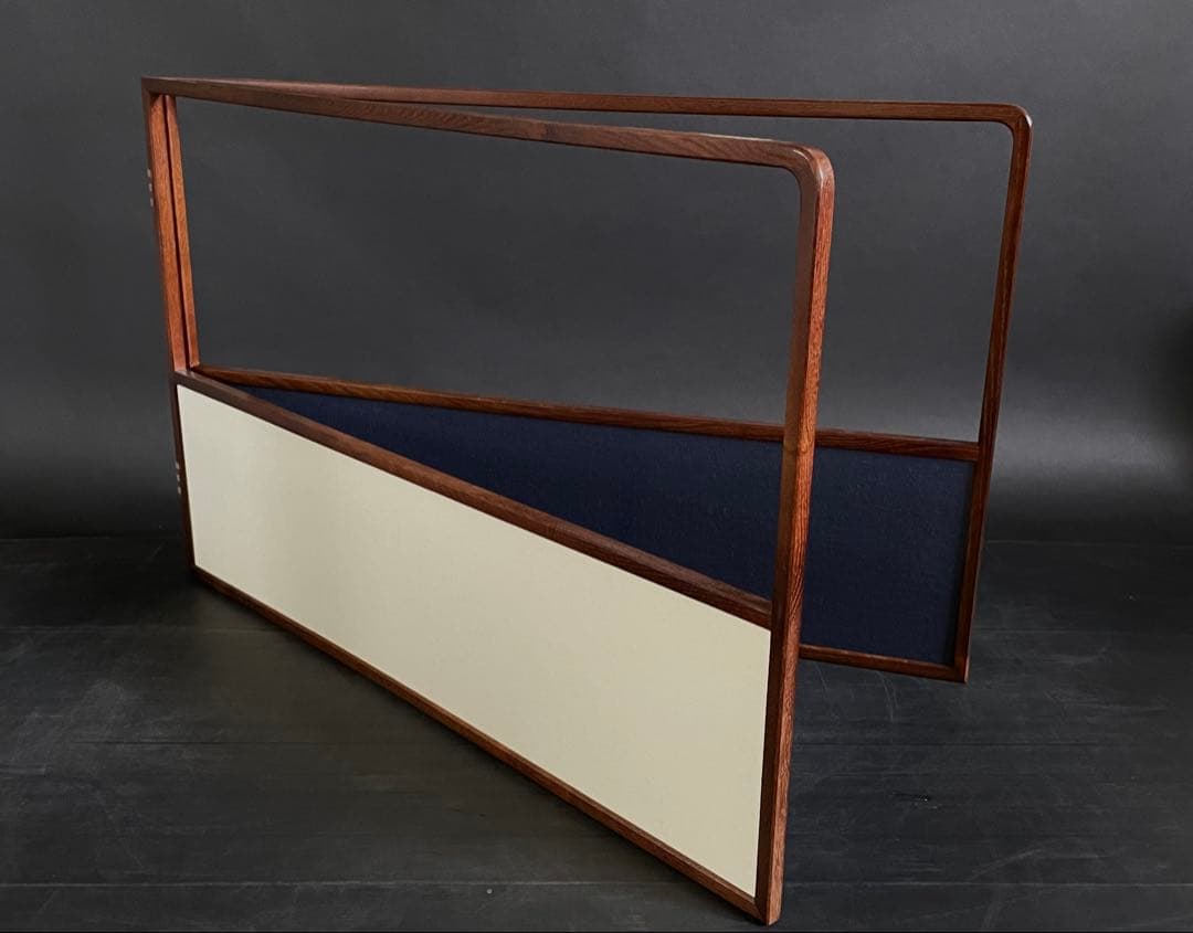 【美品】「祖」 紺地 鳥の子 両面使い 桑縁 上透かし 風炉先屏風（121⑤）