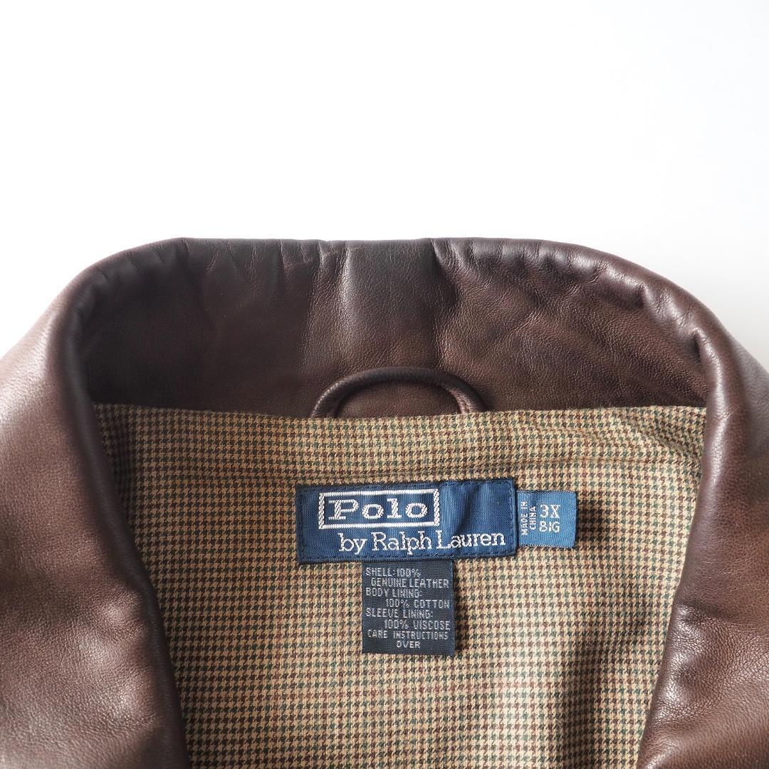 ラルフローレン　レザージャケット　本革　ビッグサイズ　ブラウン　美品