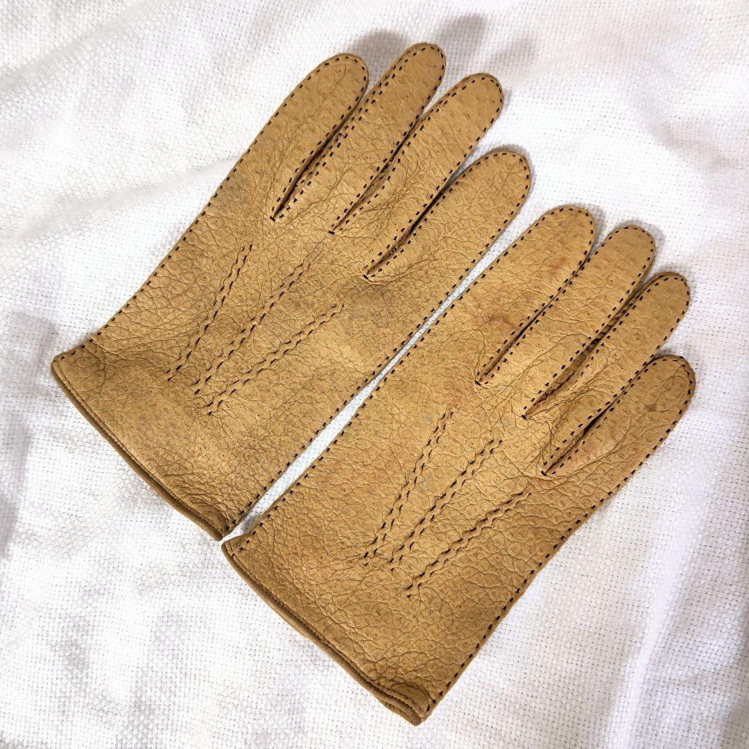 デンツDENTSハンドソーイング手縫いペッカリーレザーグローブ手袋アンライニング
