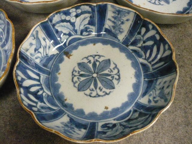 伊万里 芙蓉手 草花文 染付 なます皿 5枚 [B31390]
