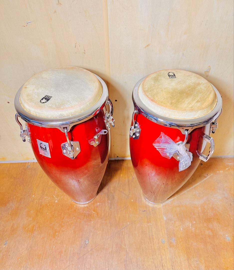 TOCA コンガ ペア 打楽器 木製 レッド 中古 パーカッション