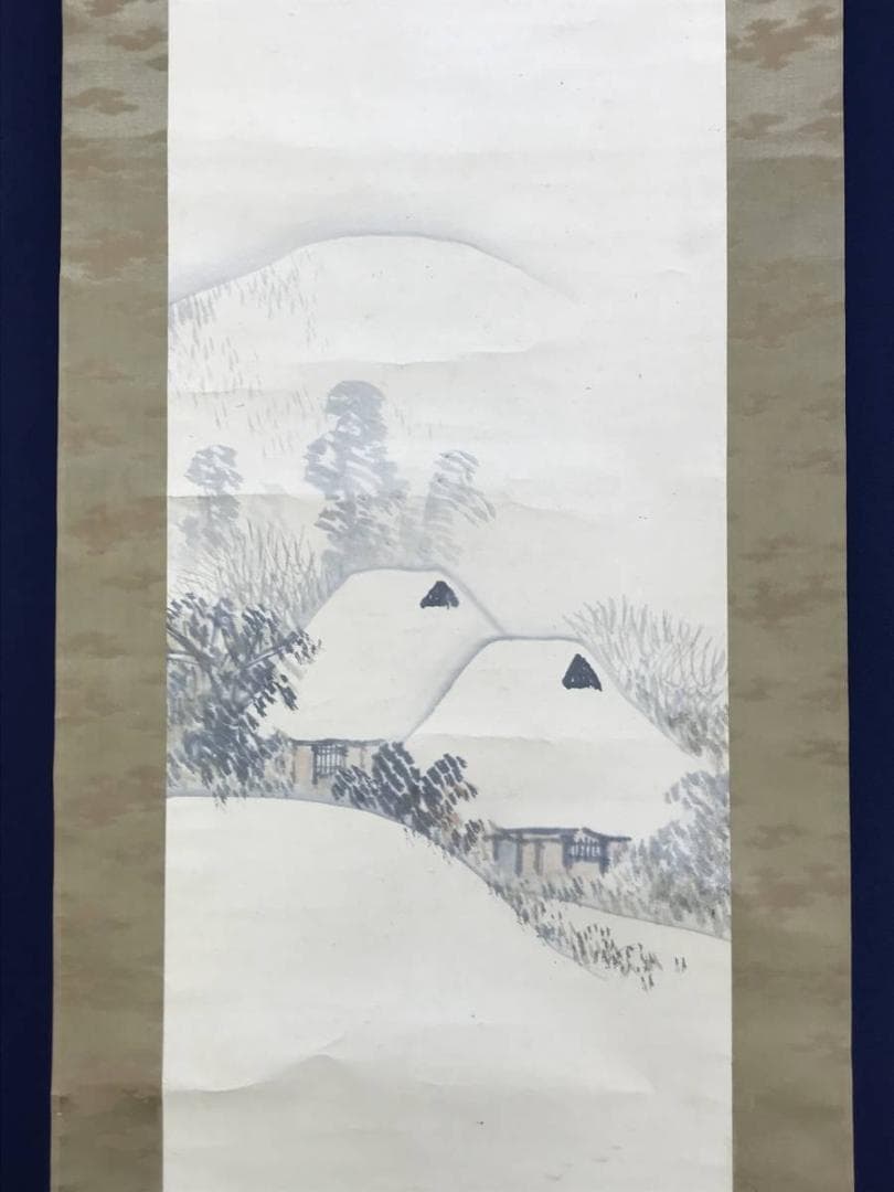 【真作】山田敬中/雪景山水図/山水図/掛軸/名家伝来/AD-158