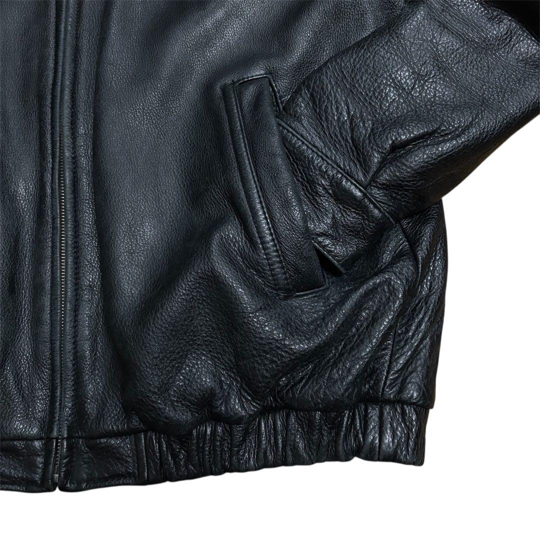 90's ST JOHN'S BAY レザースウィングトップ ライナー付 黒 M