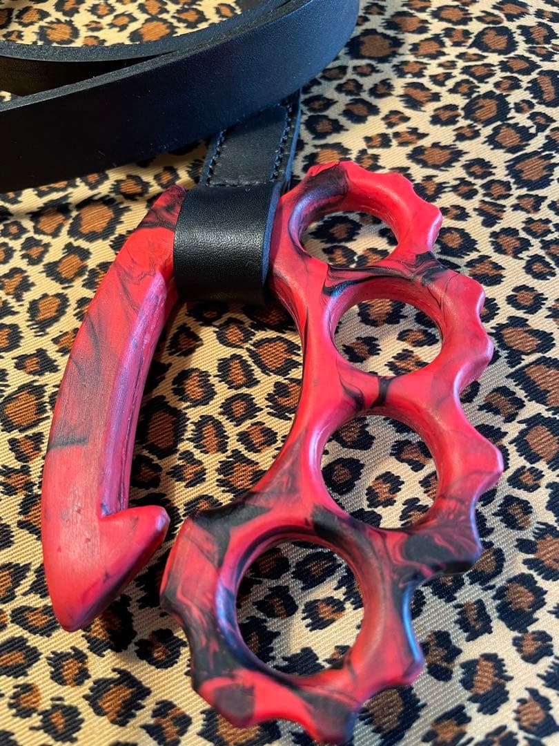 赤黒　ナックル　ドッグ　リード　本革