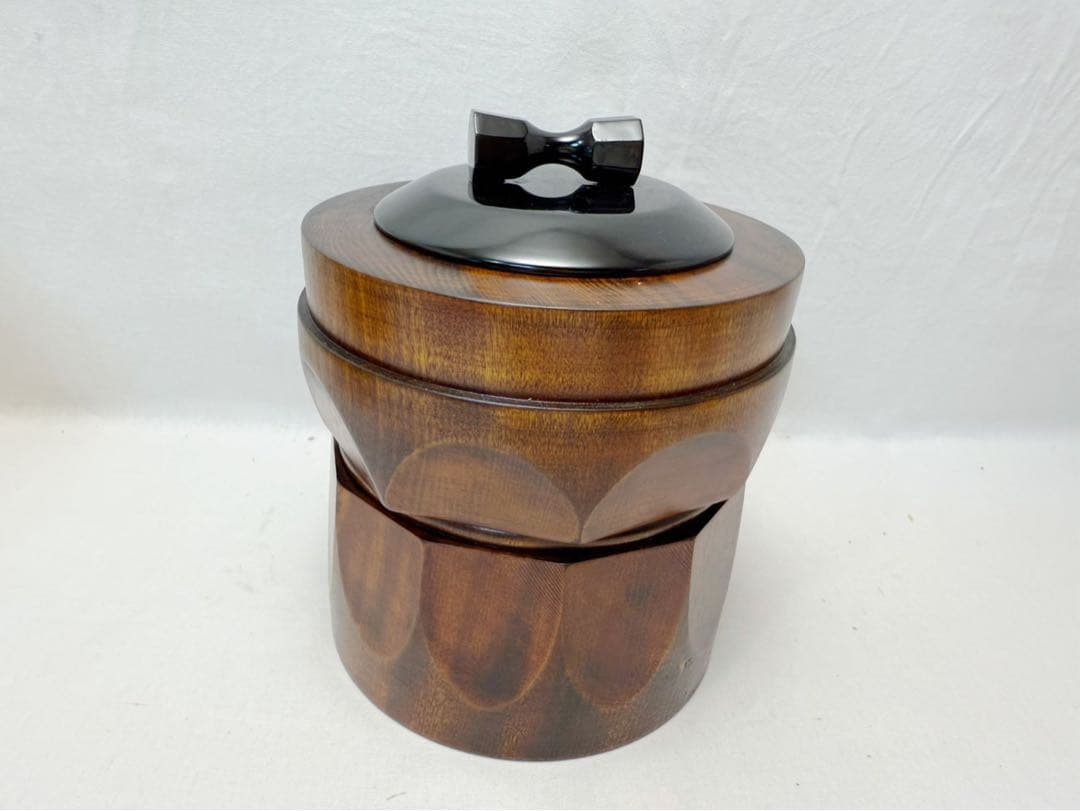 未使用 茶道具 熊谷秀穗作 天然木製 臼型 水指 一燈好写 茶懐石 水差し共箱