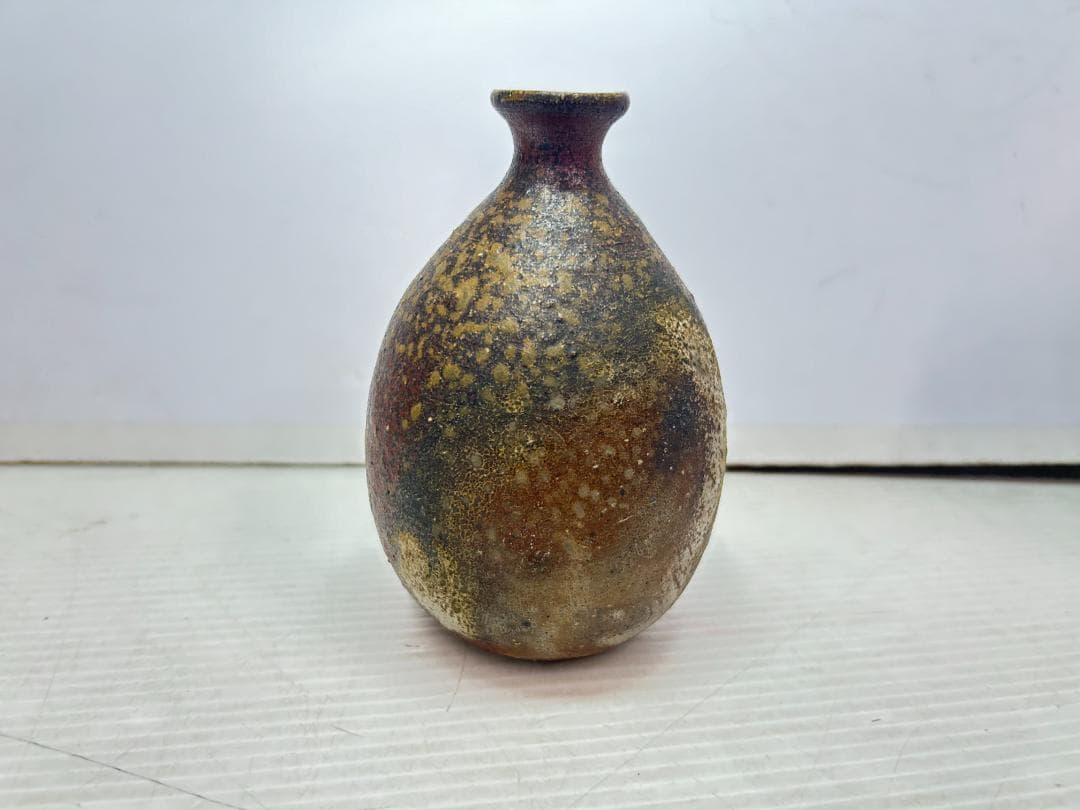 ★備前焼【浦上善次・火襷/小皿&徳利】2個SET　県重要無形文化財・木箱入り★