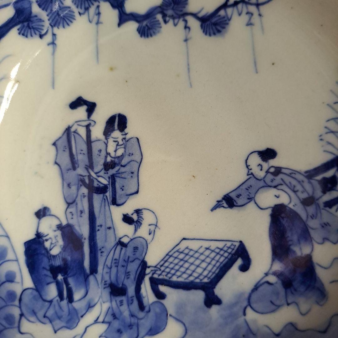 古伊万里　成化年製　小鉢 極上　人物囲碁図　縁朱 五客揃