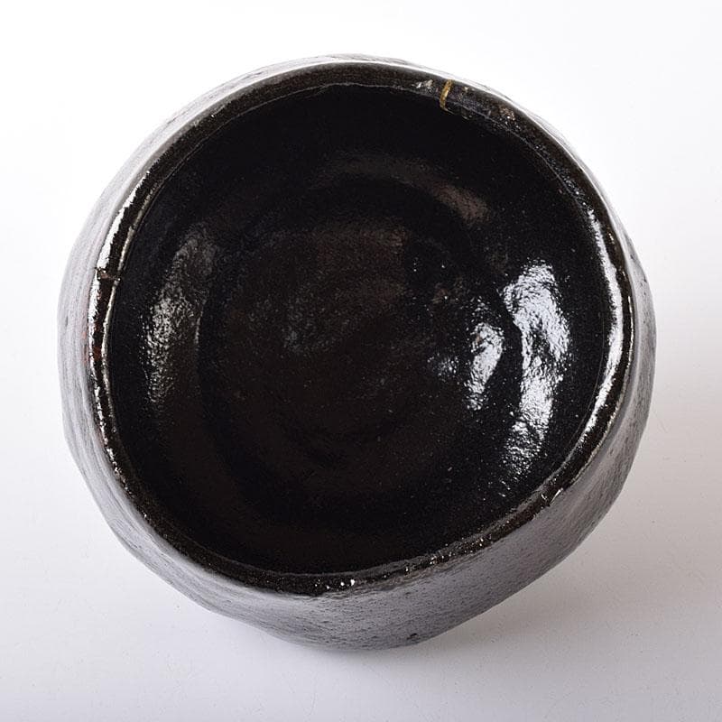 茶道具　九代　楽吉左衛門　了入造　黒楽茶碗　仕覆付　共箱　V　7571
