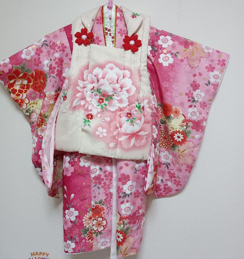 七五三　3歳　着物　女の子　マユミハセガワ　セット　 草履　新品　着物　1回使用