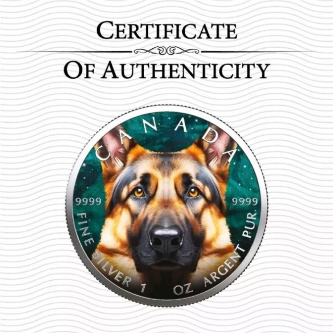 世界100枚限定！ メイプルリーフ 銀貨 カラー シェパード 1オンス 1oz