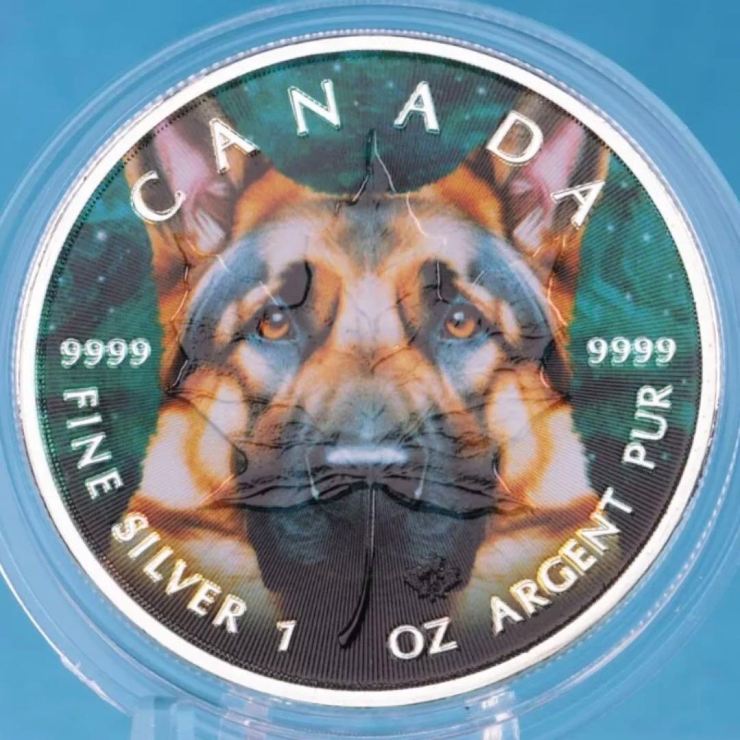 世界100枚限定！ メイプルリーフ 銀貨 カラー シェパード 1オンス 1oz