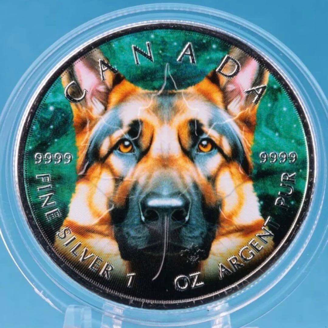 世界100枚限定！ メイプルリーフ 銀貨 カラー シェパード 1オンス 1oz