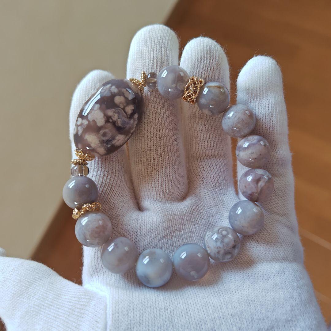 専用です♡新作♡黒桜瑪瑙どんころ＆グレー桜瑪瑙ブレス