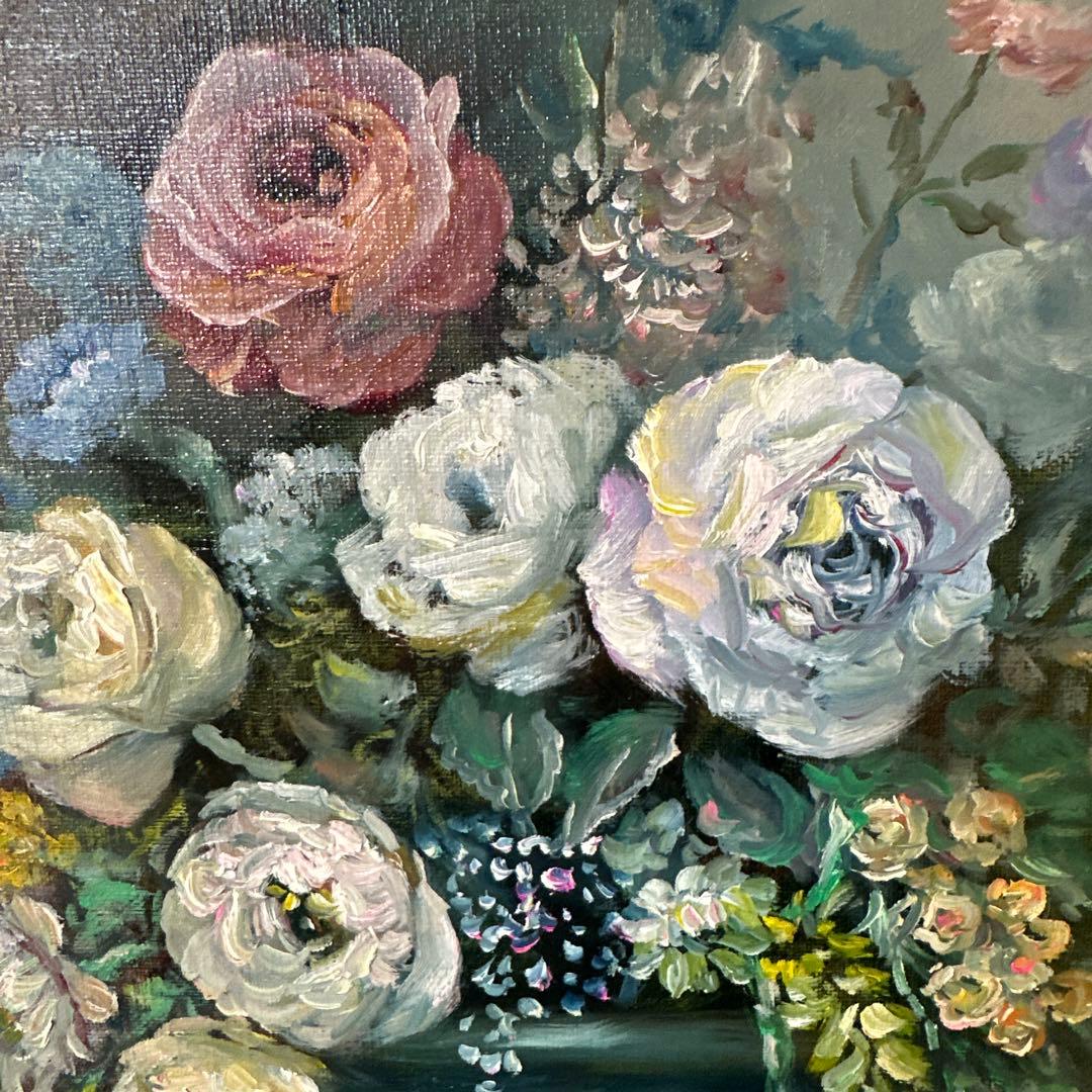 真作　肉筆　油彩　絵画　イタリア製額縁ルノアール風