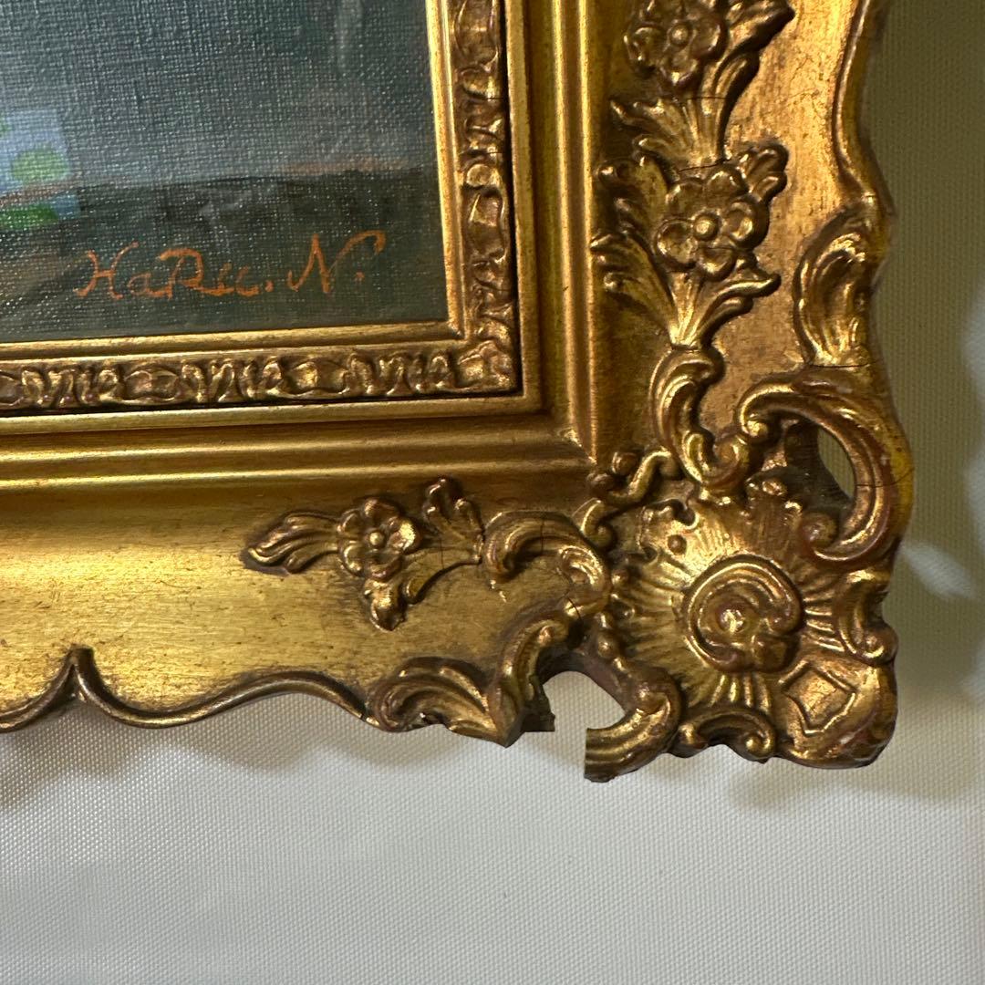 真作　肉筆　油彩　絵画　イタリア製額縁ルノアール風