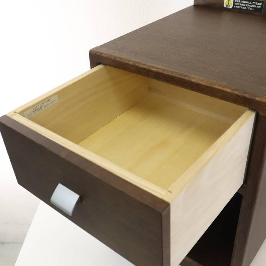 カリモク家具 ナイトテーブル AU8450MK オーク材 コンセント付き 4