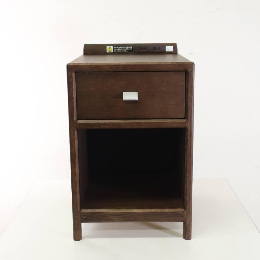 カリモク家具 ナイトテーブル AU8450MK オーク材 コンセント付き 4