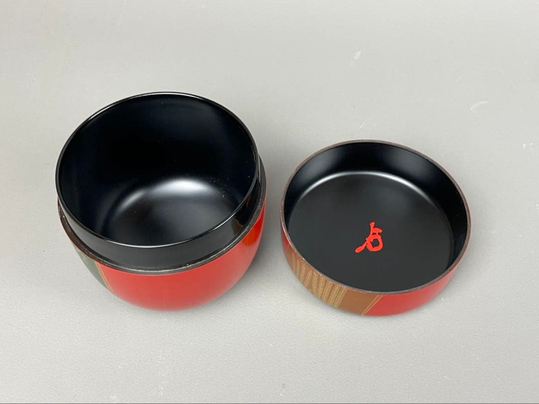 村田宗覚作 誰袖蒔絵 大棗 朱塗 茶道具 共箱付 漆芸 茶器 塗師 蒔絵 利休棗