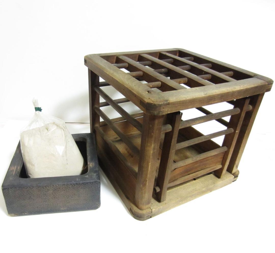 【激レア】堀ごたつ/豆炭あんか/こたつあんか/木枠やぐら・ 炭入れ 陶器製セット