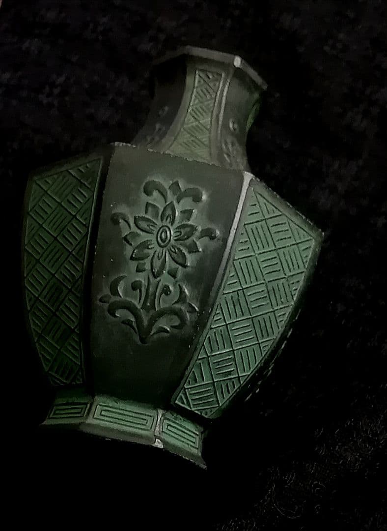 古銅 饕餮紋銅瓶 銅八角花瓶 銅花入　飛州作