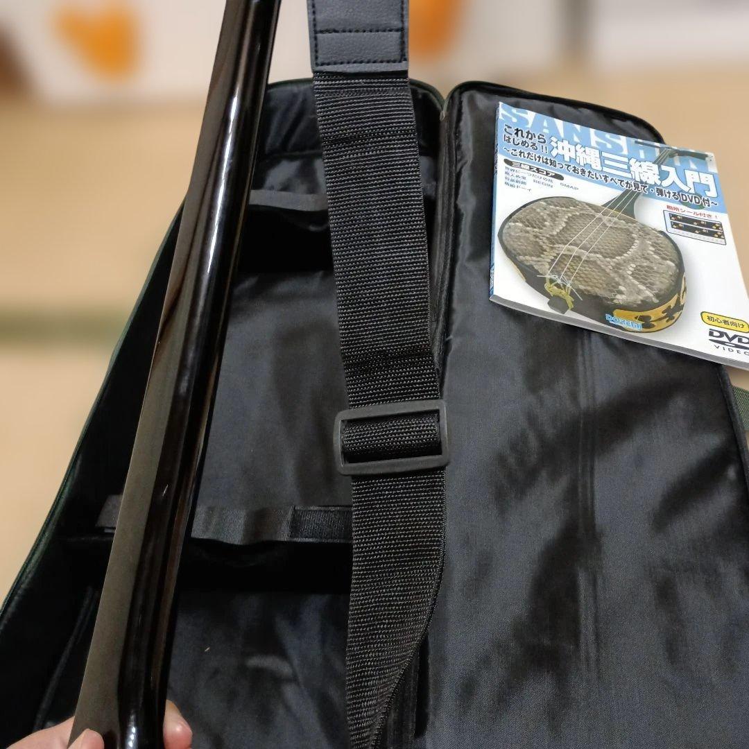 127,沖縄三線本体 ヘビ皮模様 付属品付き
