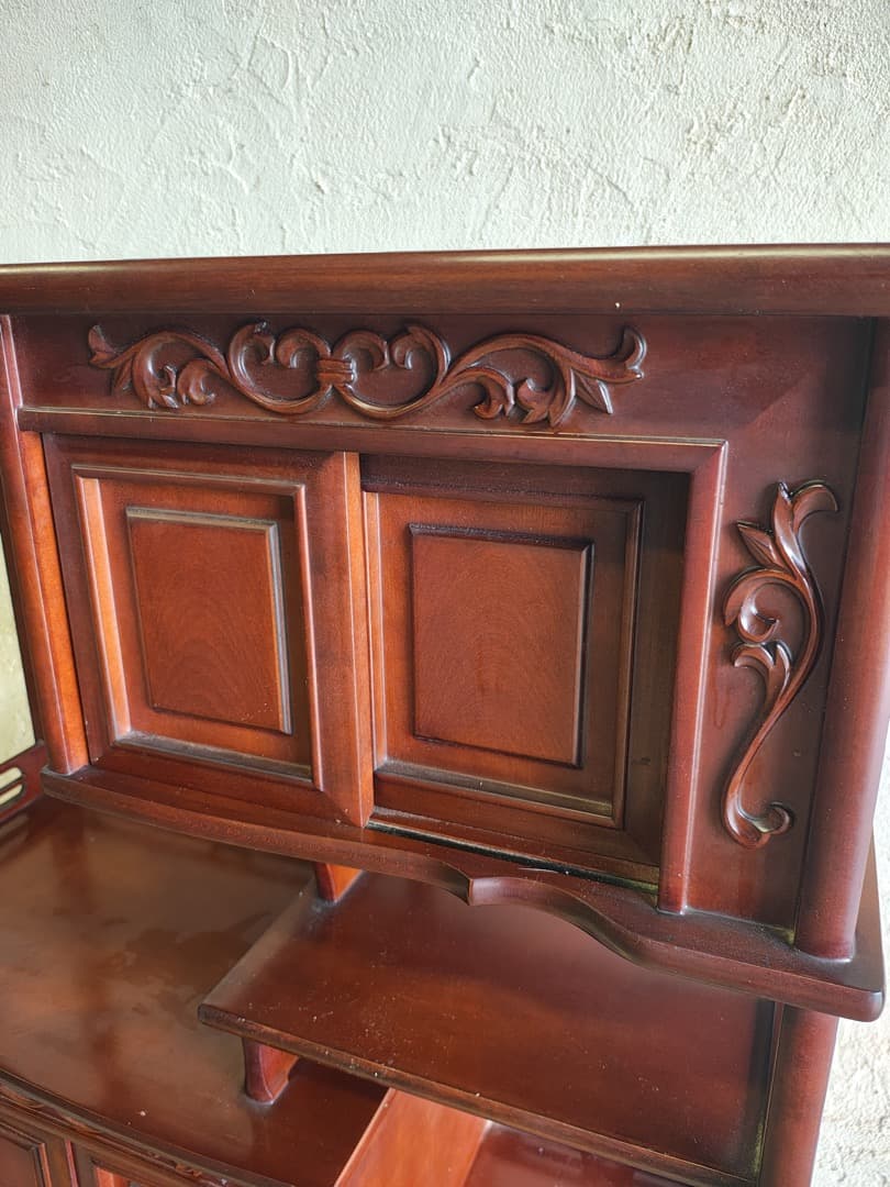 和ダンス　違い棚 木製家具 ダークブラウン　小道具　M0162