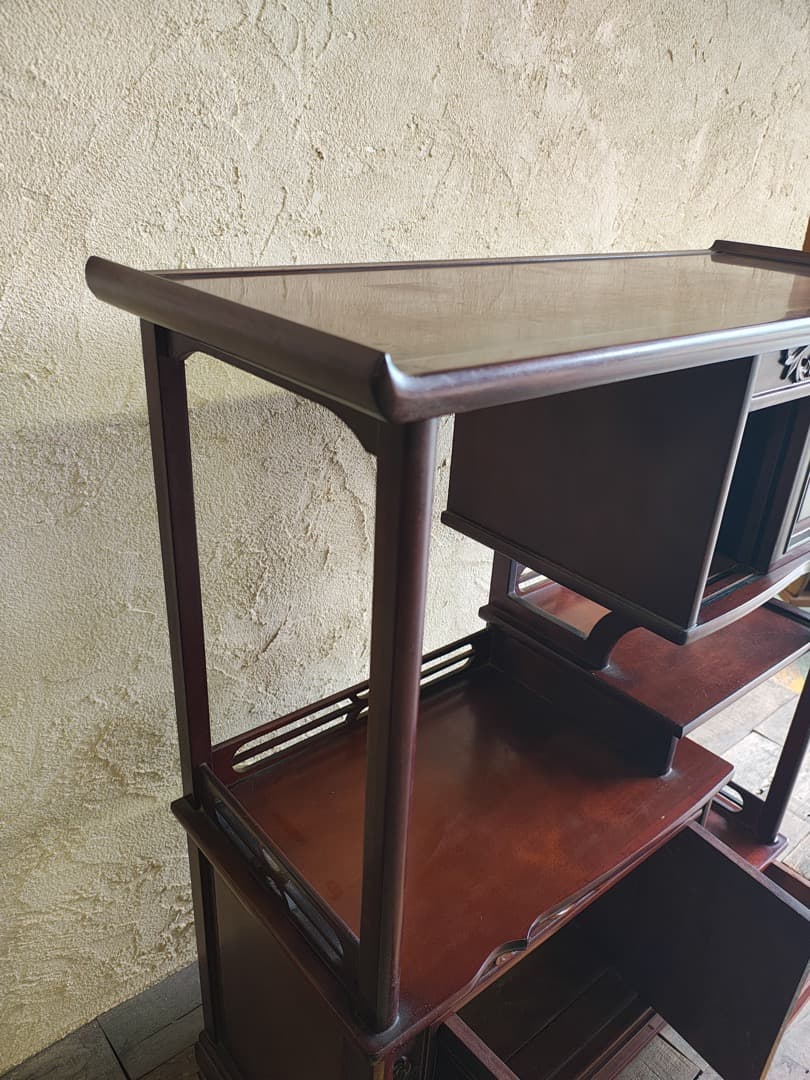 和ダンス　違い棚 木製家具 ダークブラウン　小道具　M0162