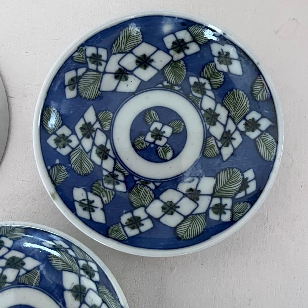 大正　骨董　印判　紫陽花　小皿5枚組