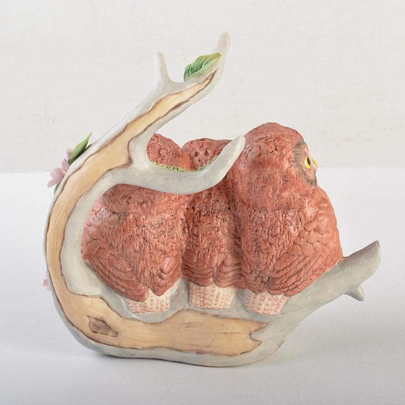 アンティーク　Cubis　USA　陶製　三匹のフクロウ　縁起物　置物　C6738