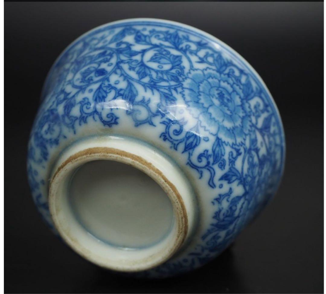 送料無料明治時代　印判　青華煎茶碗5客　検/楽山紫砂九谷備前萩焼常滑宝生伊万里