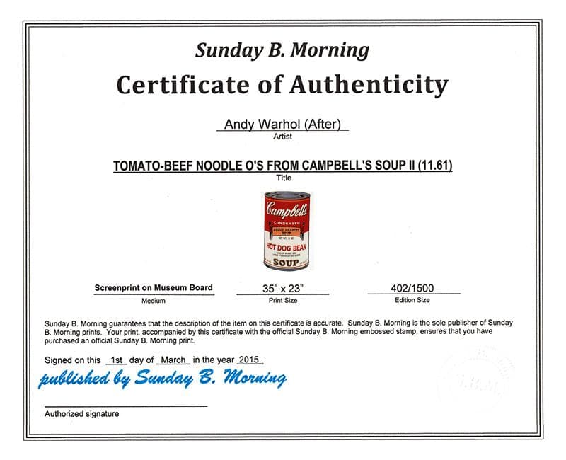 Sunday B キャンベル缶Ⅱ Hot Dog Bean（ウォーホル）ポスター