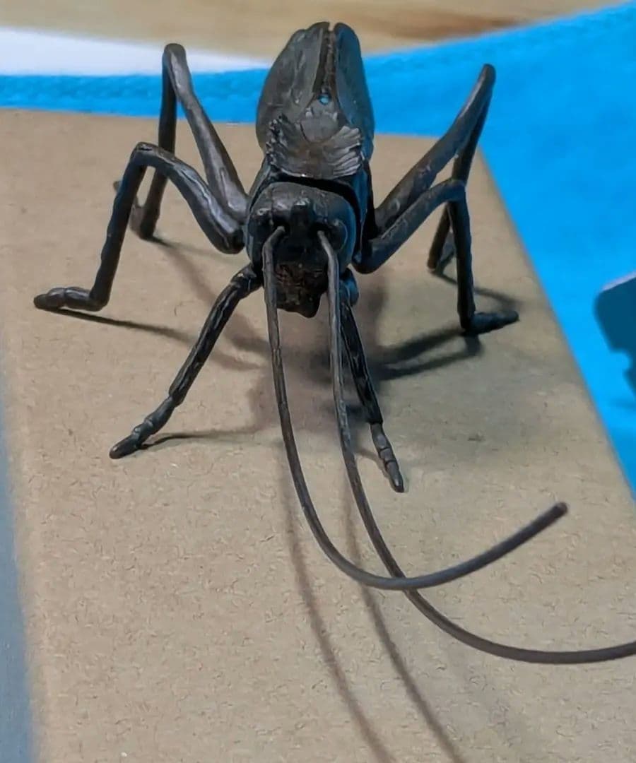 【希少】自在置物　銅製　バッタ　飛蝗　アンティーク　古美術の彫刻 約20cm