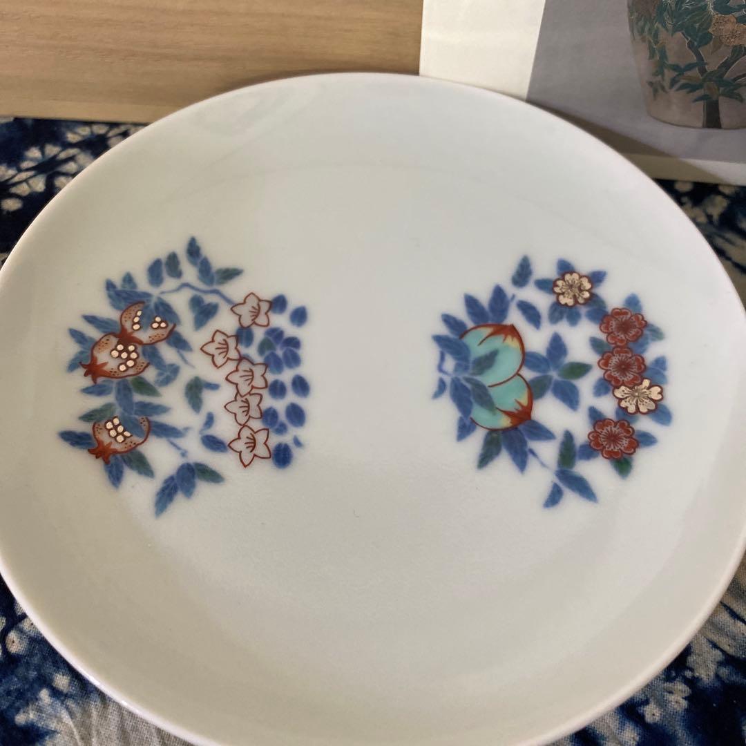 人間国宝　今泉今右衛門　色絵墨色藍色墨はじき珈琲碗