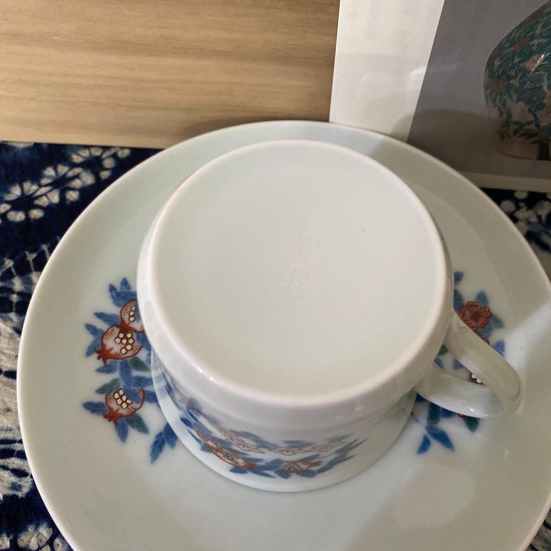 人間国宝　今泉今右衛門　色絵墨色藍色墨はじき珈琲碗