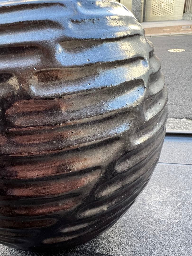 花器 花瓶 花入 壺 陶器 モダン アート 丸 円 昭和レトロ アノニマス