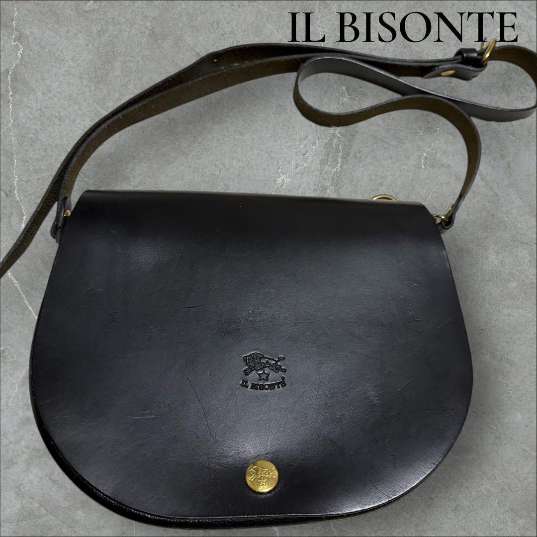 ILBISONTE イルビゾンテ　ブラック　レザー　ショルダーバッグ